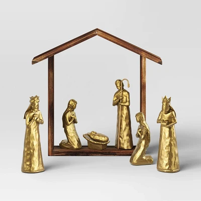 7pc Metallic Christmas Nativity Scene Figurine Set - Wondershop Gold