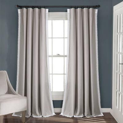 95x54 Rosalie Rod Pocket Light Filtering Window Curtain Panels Light Gray - Lush Dcor: Cotton Rayon Blend