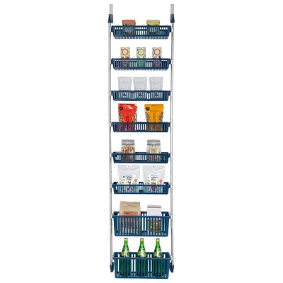 Smart Design 8-Tier Over The Door Hanging Pantry Organizer with 6 full Baskets and 2 Deep Baskets Blue: Kitchen Storage Rack