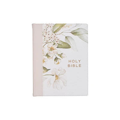 KJV Note-Taking Bible Faux Leather Hc Gray Floral Printed - (Leather Bound)