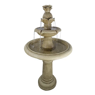 Alpine Corporation 42 Ivory Pineapple Tiered Fountain: Outdoor Garden Water Feature, Electric Cement Fountain