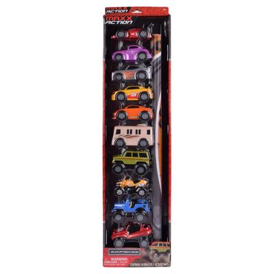 Maxx Action Mini Race and Off Road Vehicles w/ Play Mat  10pk