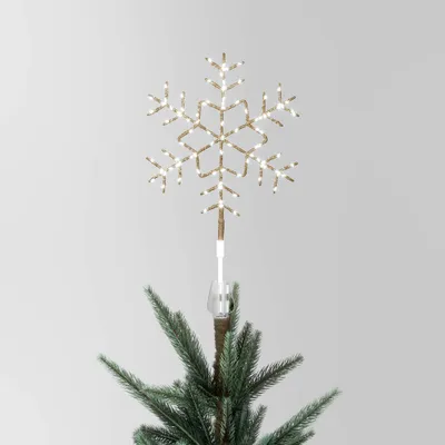 15.5 Pre-lit LED Metal Snowflake Christmas Tree Topper Champagne Gold with Warm White Lights - Wondershop