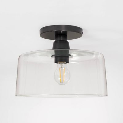 Glass Semi Flushmount Ceiling Light Black - Threshold designed with Studio McGee: ETL Listed, Modern Decor, Metal Base