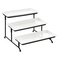 3-Tier Rectangular Plate Porcelain Serving Stand Set - Elama