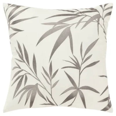 18x18 Botanical Square Throw Pillow Cover Gray/Silver - Rizzy Home