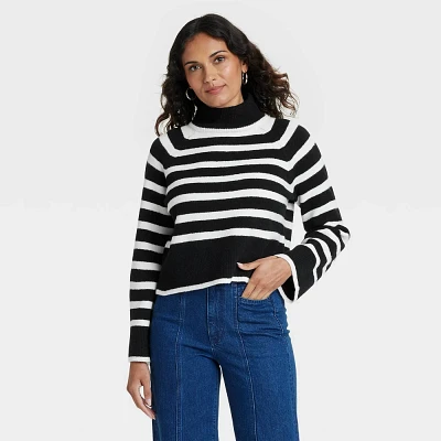 Women Cozy Knit Mock Turtleneck Pullover Sweater