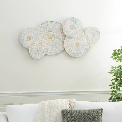 Wood Floral Intricately Carved Wall Decor with Mandala Design White - Olivia & May