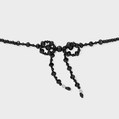 Faceted Bead Bow Choker Necklace - Wild Fable Black