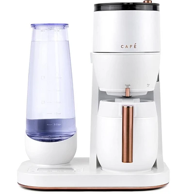 CAFE Grind and Brew - White: GE Appliances Drip Coffee Maker, & Ground