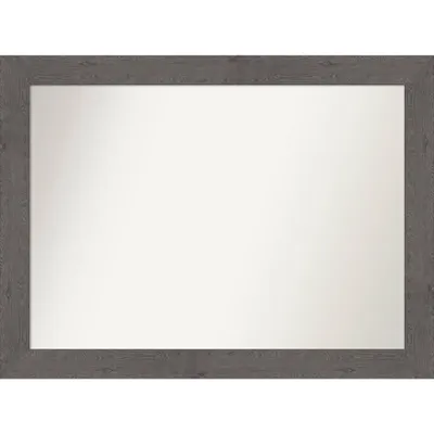 44 x 33 Non-Beveled Rustic Plank Gray Bathroom Wall Mirror - Amanti Art: Polystyrene Frame, Wall Mounted