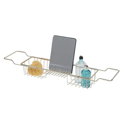 iDESIGN Everett Adjustable Over Bathtub Caddy : Steel Hanging Shower Organizer, Bath Storage Tray