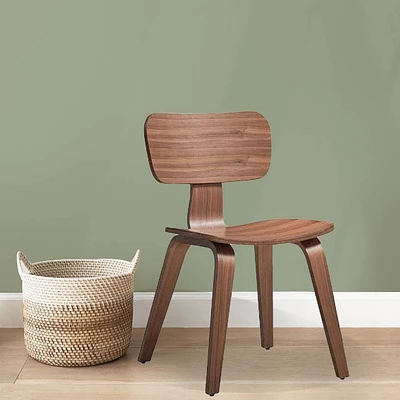 18.31 Casson Dining Chair Walnut Finish - Acme Furniture: Curved Seat, Cotton Upholstery, Wood Frame