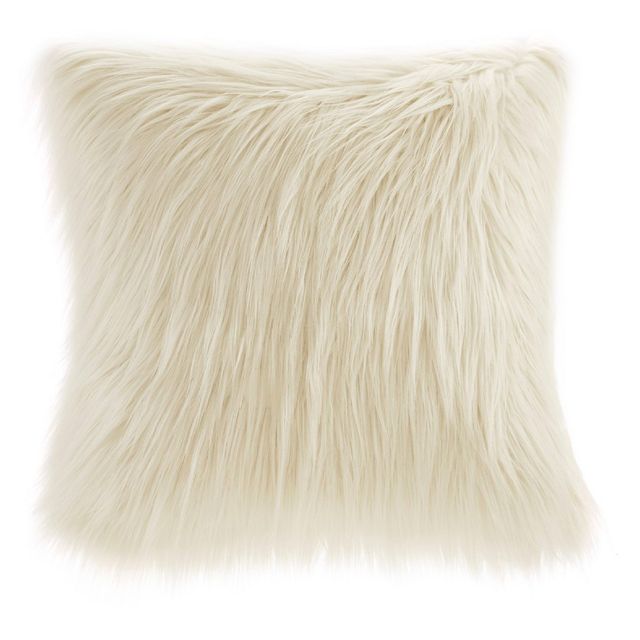 20x20 Adelaide Faux Fur Square Throw Pillow Ivory - Madison Park