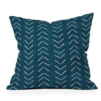 26x26 Oversized Becky Bailey Mud Cloth Big Arrows Square Throw Pillow Teal/Blue - Deny Designs