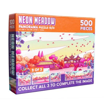 de.bored Neon Meadow 2 of 3 Panorama Puzzle - 500pc