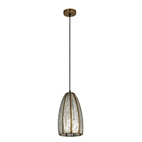 Storied Home Antiqued Mirrored Mercury Glass Pendant with Gold Framework Design: Elegant Ceiling Light, Brass Hanging Fixture