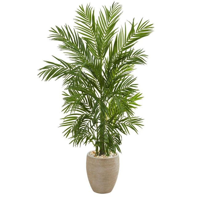 60 Artificial Areca Palm Tree in Planter - Nearly Natural: Faux Tree for Indoor Decor