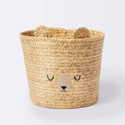 Braided Water Hyacinth Tapered Floor Basket Sleepy Bear - Cloud Island