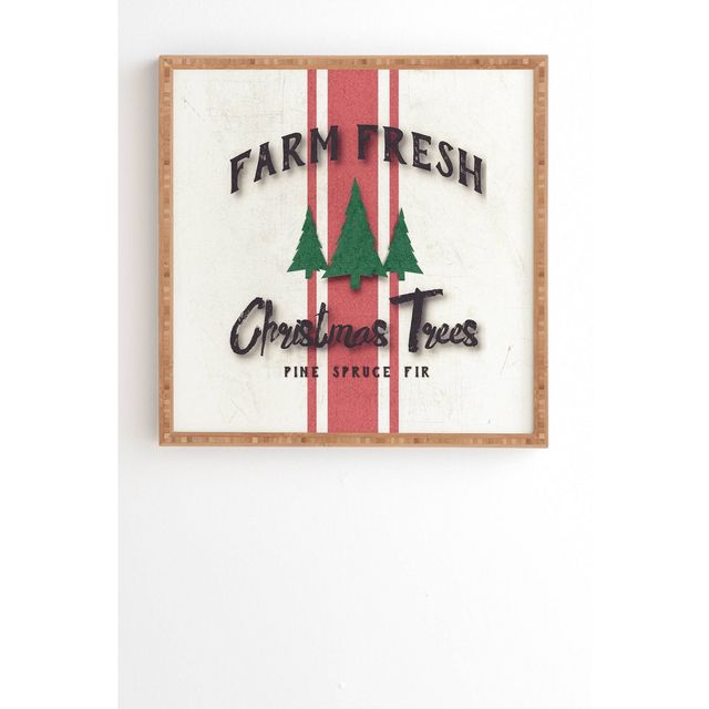 30 x 30 Monika Strigel Farmhouse Shabby Sign Fresh Trees Bamboo Framed Wall Art - Deny Designs: Modern Canvas, Seasonal Decor