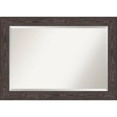 42 x 30 Beveled Bridge Black Wood Wall Mirror - Amanti Art: Modern Rectangle, No Assembly Required