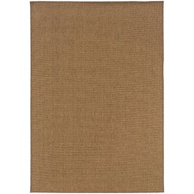 67x96 Keaton Basket Weave Patio Rug Tan - Captiv8e Designs