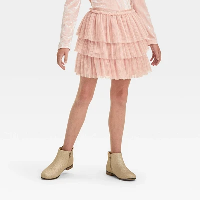 Girls Tiered Pleated Tulle Skirt