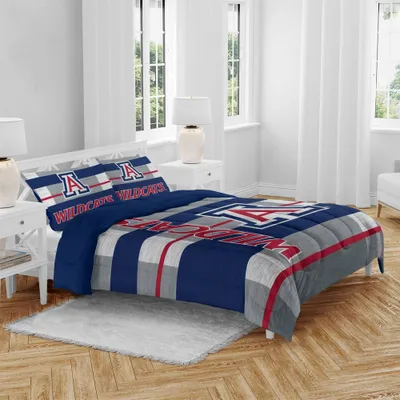 NCAA Arizona Wildcats Heathered Stripe Queen Bedding Set in a Bag - 3pc