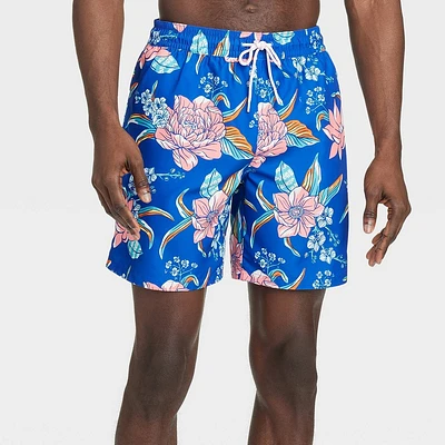 Mens 7 E-Waist Floral Print Swim Shorts