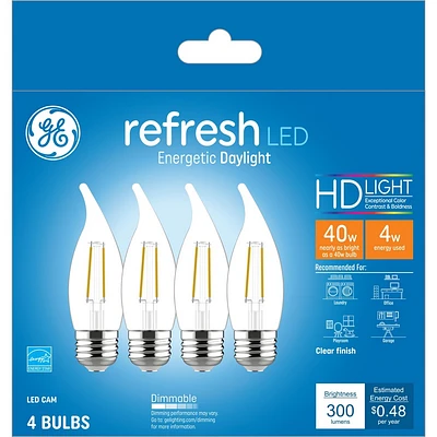 GE 4pk 40W Refresh LED CAM Decorative Light Bulbs Daylight