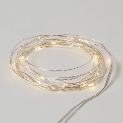 30ct Battery Operated LED Twinkling Christmas Dewdrop Fairy String Lights Warm White with Silver Wire - Wondershop