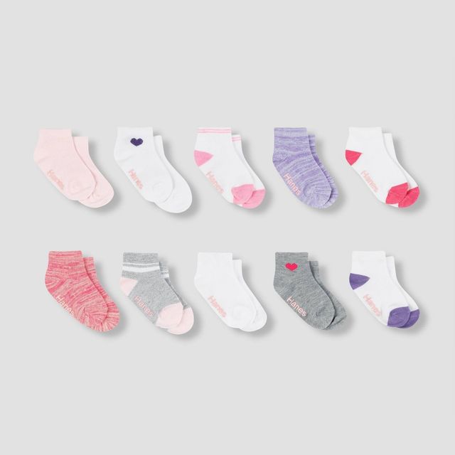 Hanes Toddler Girls 10pk Athletic Ankle Socks