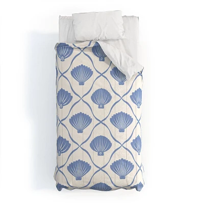 Deny Designs Twin/Twin Extra Long thespacehouse Coastal Ocean Blue Seashells Comforter and Sham Set