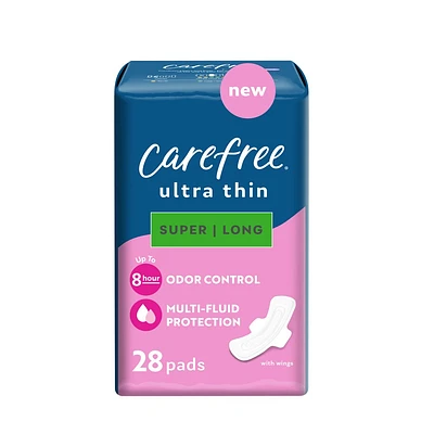 Carefree Ultra Thin Super/Long Pads with Wings -28ct