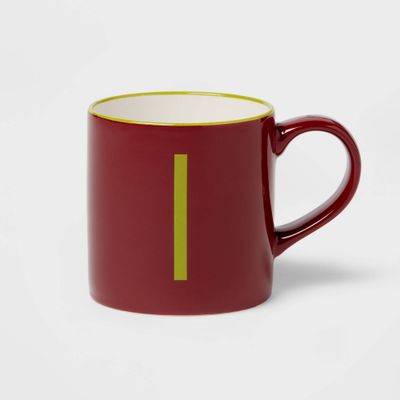 16oz Stoneware Monogram Mug I Maroon - Opalhouse