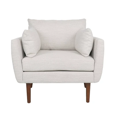 Christopher Knight Home Gould Upholstered Club Chair with Accent Pillows Beige/Walnut