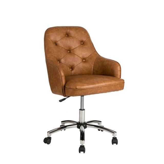 40 Fabric Gaslift Adjustable Swivel Office Chair Brown - Glitzhome