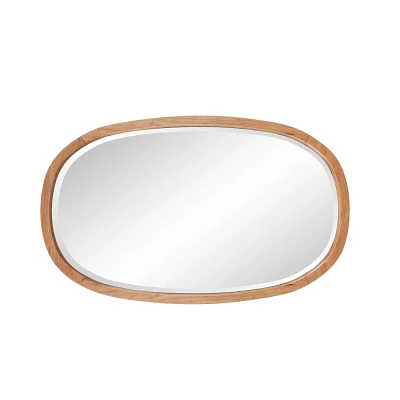 Howard Elliott Beveled Wall Mirror with Polished Wood Frame