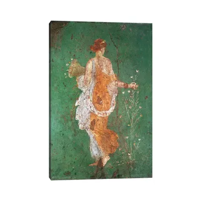 26 x 18 x 1.5 Spring Maiden Gathering Flowers From The Villa of Varano in Stabiae C.15 BC60 AD by Roman Unframed Wall Canvas - iCanvas