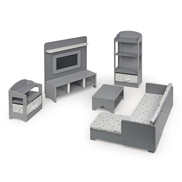 Media Room Furniture Set for 18 Dolls - Gray/White