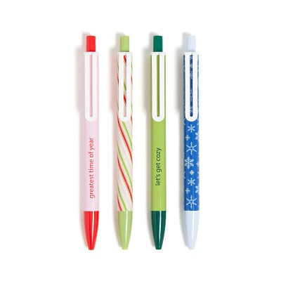 U Brands 4ct Laguna Ballpoint Ink Pens Christmas Color Block