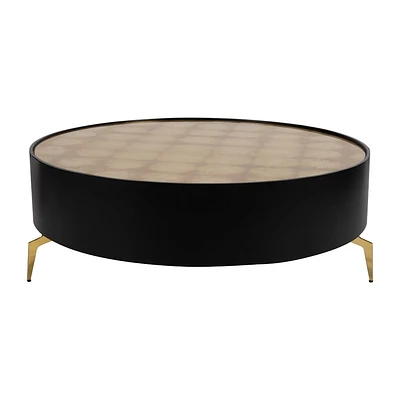 Sagebrook Home 16 Wood Round Gold Leaf Top Coffee Table : Sturdy, No Assembly Required