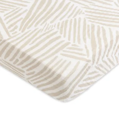 Babyletto Oat Stripe Muslin Mini Crib Sheet