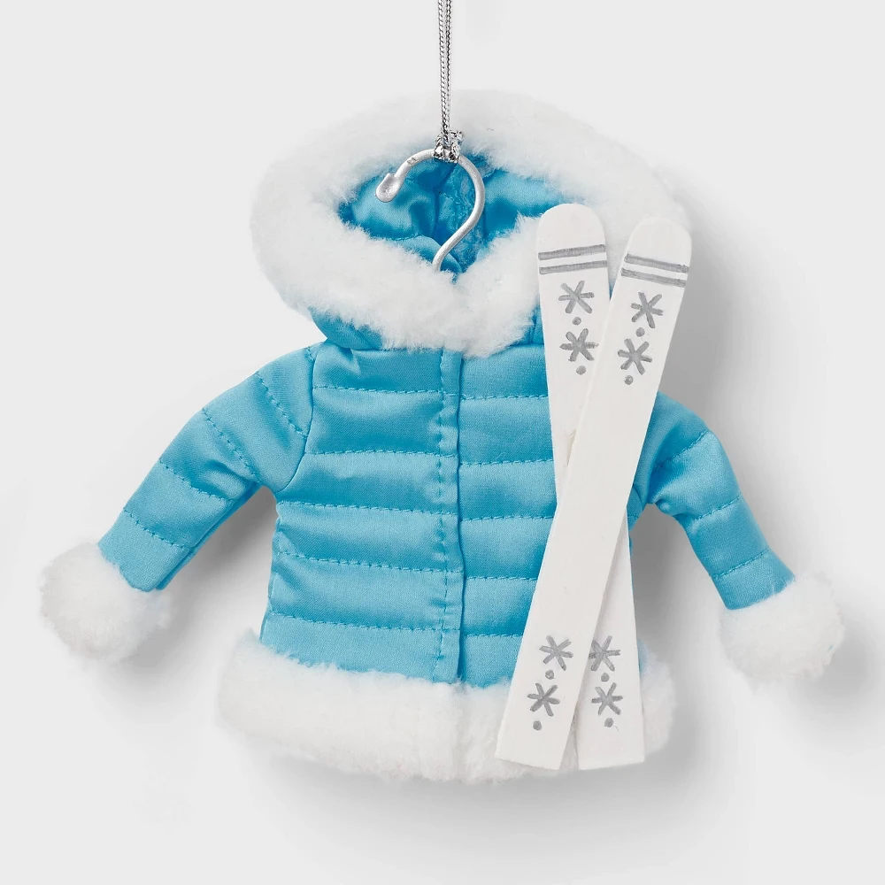 Fabric Ski Jacket and Skis Christmas Tree Ornament