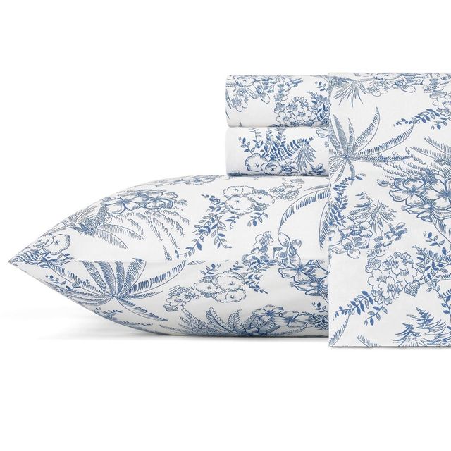 Queen Printed Pattern Sheet Set Blue Floral