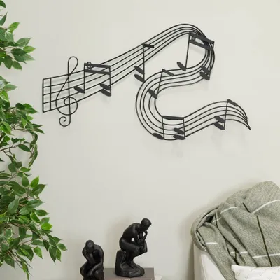 19 x 33 Metal Music Notes Wall Decor Black - Olivia & May