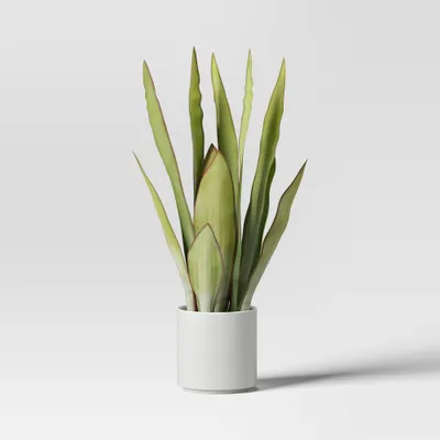 Large Artificial Snake Plant - Threshold: 21 Faux Flora in Stoneware Pot for Indoor Decor