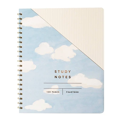 FRINGE Large College Rule Notebook with Exterior Pocket Clouds: Spiral, Soft Cover, 9x11.25, 120 Pages, FSC Certified