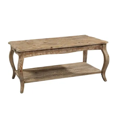 Rustic Reclaimed Coffee Table Driftwood - Alaterre Furniture: Handcrafted, Lower Shelf, Hardwood