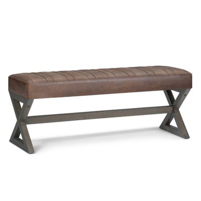 David Large Ottoman Bench - WyndenHall: Faux Leather, Rubberwood